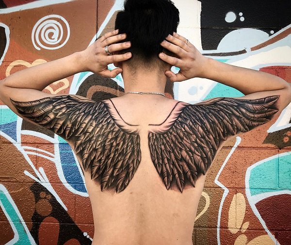 Wing Back Tattoo For Man.