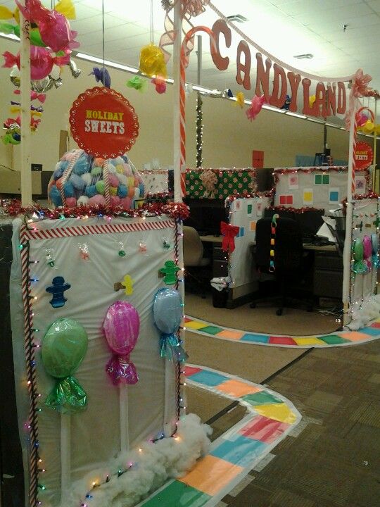 Work place is as candyland. Office Christmas Decoration