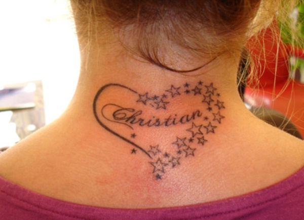 A curve and stars can draw a heart design and you need to have a name inside it.