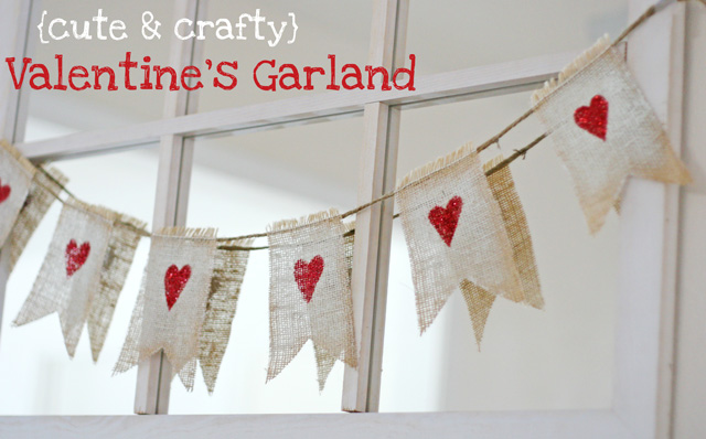 Burlap garland for Valentines day.
