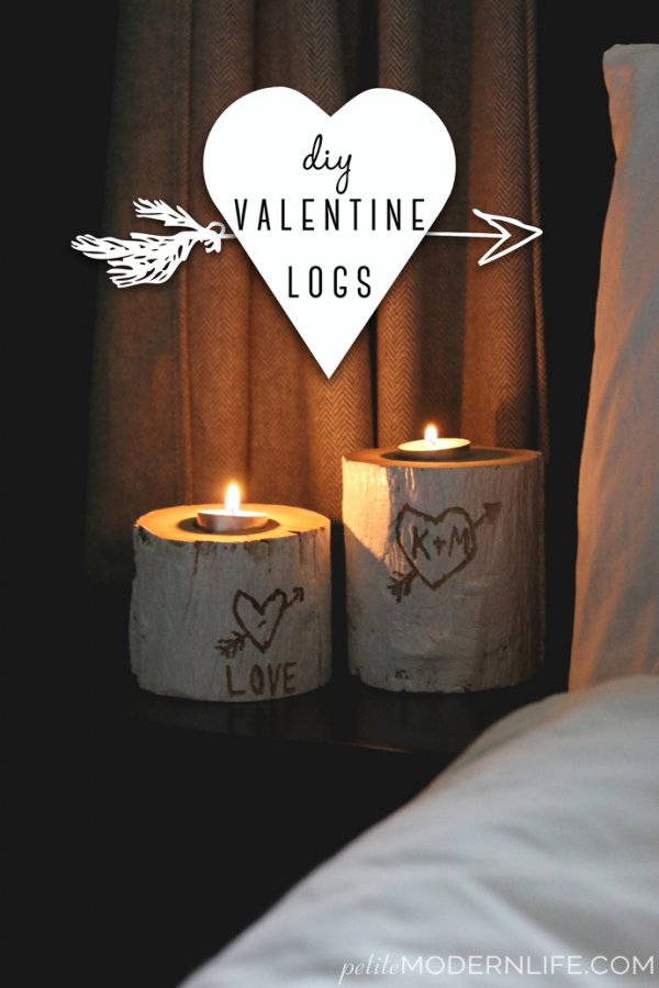 Charming diy Valentines logs candles.