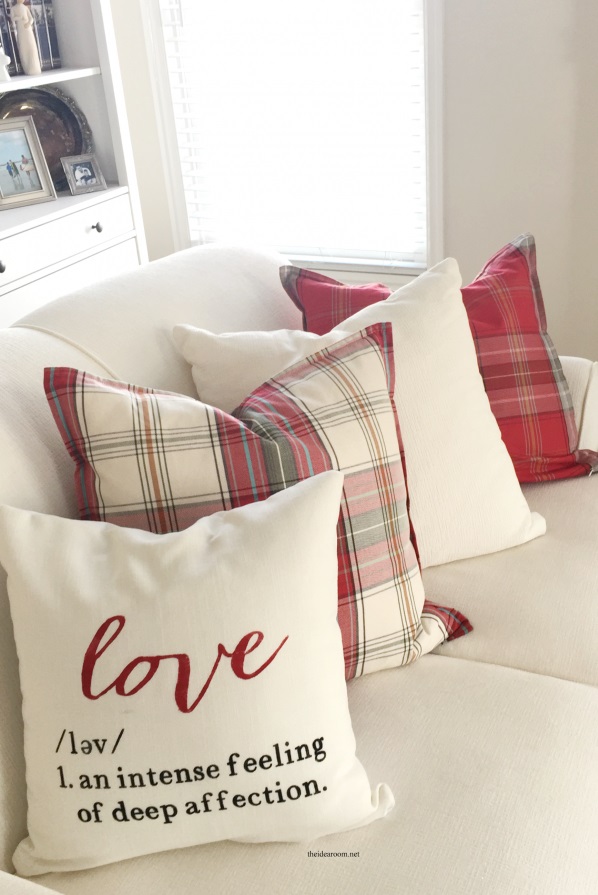 Dashing Valentines day pillow for living room decor.