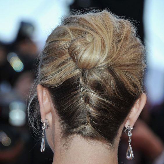 Dount bun with french twist style. Valentine’s Day Hairstyles