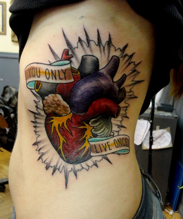 Dynamic idea of creating heart tattoo design with a universal truth.