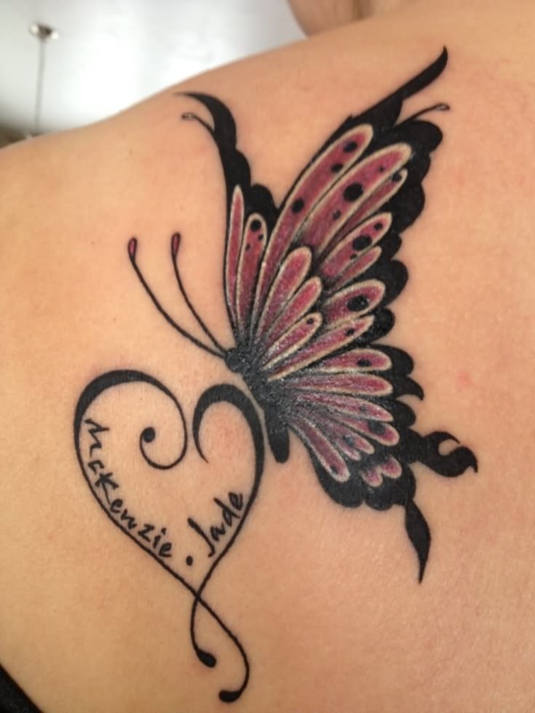 Ever thought of such alluring butterfly tattoo with creative heart design.