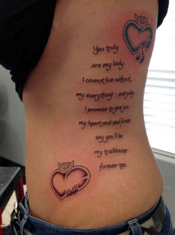Magnify the significance of your heart tattoo with having a relevent quote on your body.