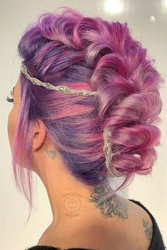 Pink and purple medium hairs. Valentine’s Day Hairstyles