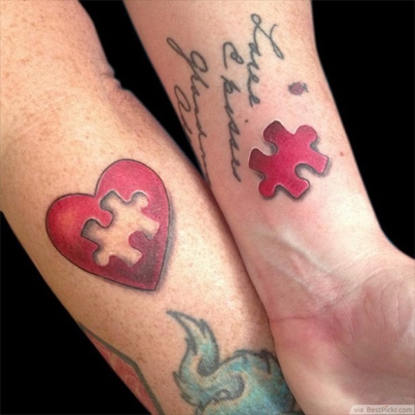 This design is creating a puzzle And a cool idea for heart tattoo lovers.