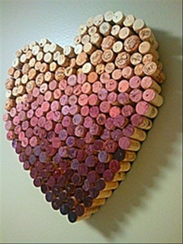 Wine corks heart wall art.