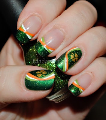 Incredible Irish pride nail art.