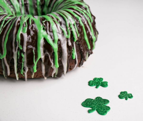 Mint and chocolate chip bundt cake.