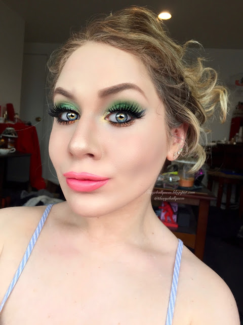 Pot O' gold glittery green makeup.