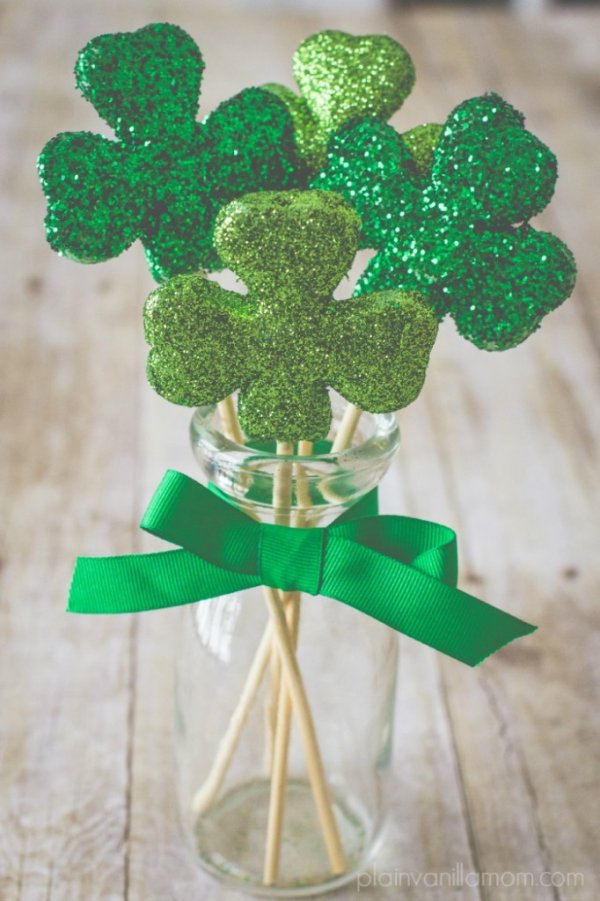 Pretty sparky shamrock bouquet for home decor.