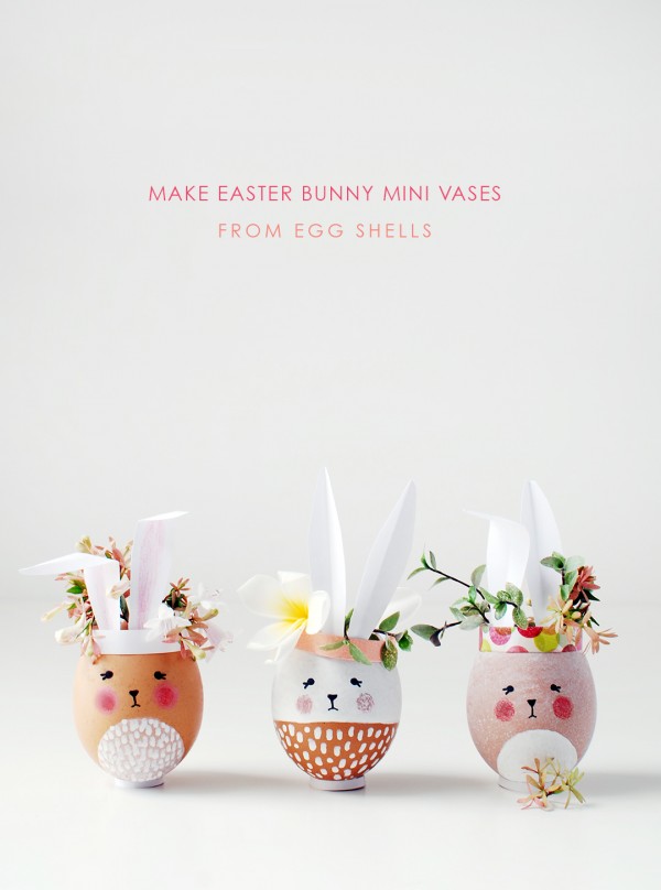 Adorable Easter Bunny mini vases from eggshells.