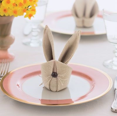 Burlap bunny napkin for easter table decor.