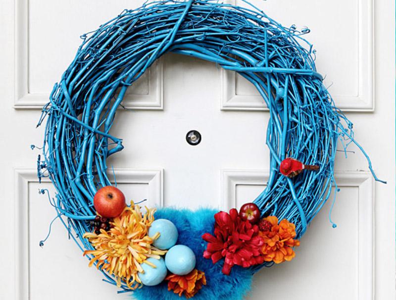 Charming Jewel Toned Easter Door Wreath.