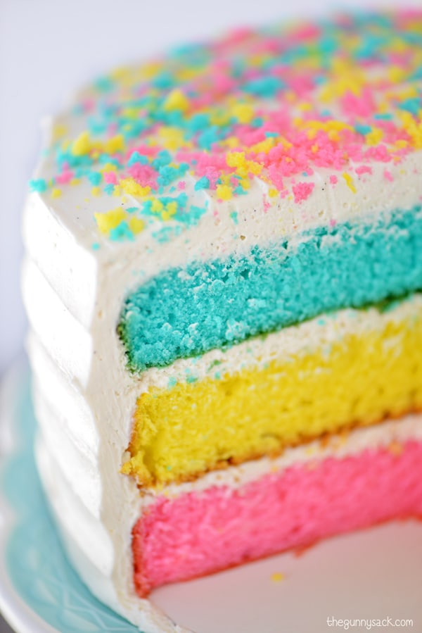 Colorful ayered cake for easter.