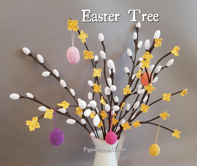 Cool crochet Easter tree.