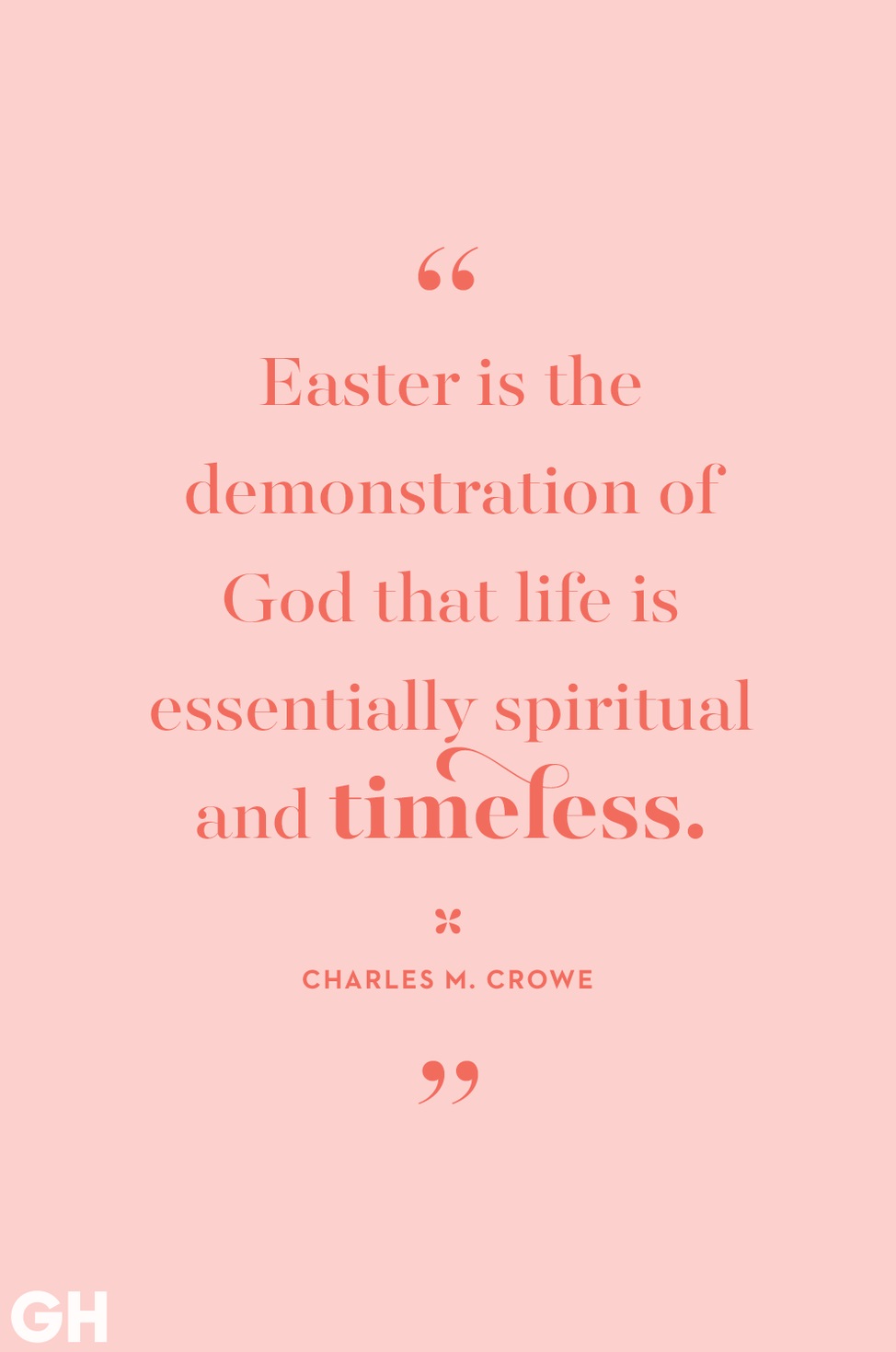 Easter is the demonstration of God that life is essentially spiritual and timeless- Charles M. Crowe.
