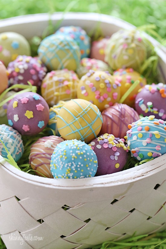 Multicolor Easter egg cake balls.