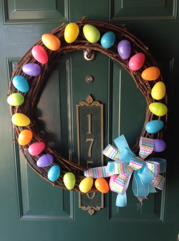 Rainbow Easter Egg Grapevine Wreath for Front door.