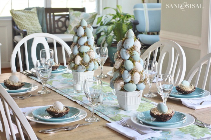 Robins Egg Blue & Green Easter Topiary tree.