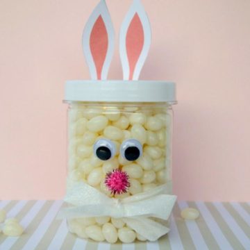 Simple Easter bunny candy jar for kids.