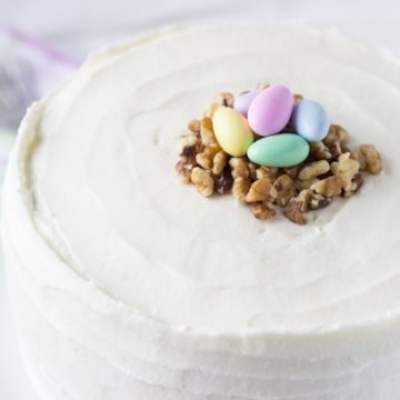 Simple carrot cake with a ginger cream cheese frosting.