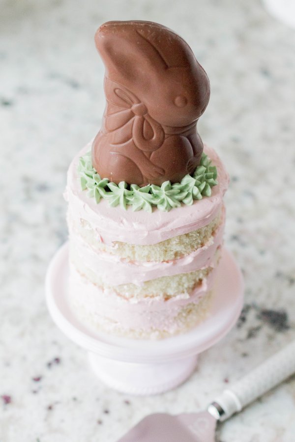Strawberry almond layer Easter cake.