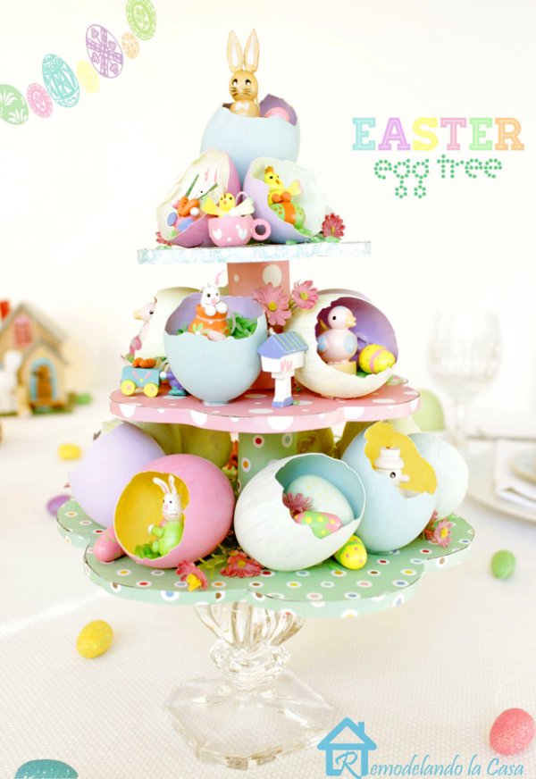 Tiered Easter egg tree centerpiece.