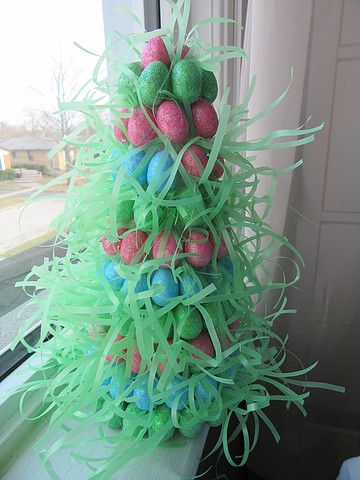 Unique Easter egg tree with grass.