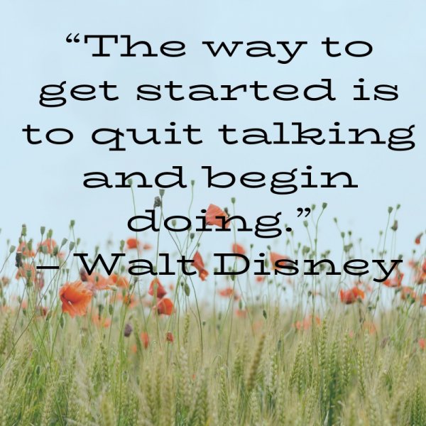 “The way to get started is to quit talking and begin doing.”