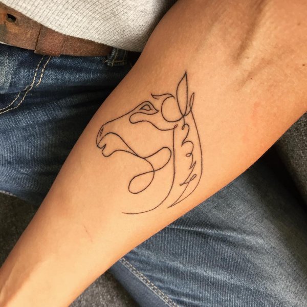 A Horse outline tattoo design.