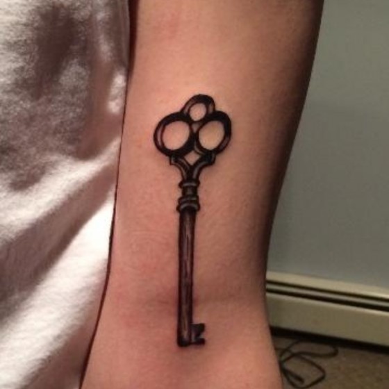 Antique key tattoo for forearm.