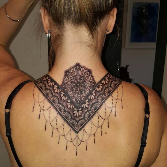 Awesome lack tattoo for neck.