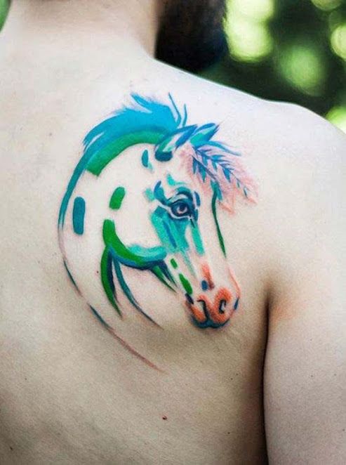 Colorful horse tattoo design look way more beautiful in my opinion.