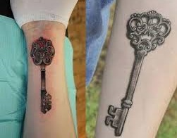 Cool skeleton key tattoos.
