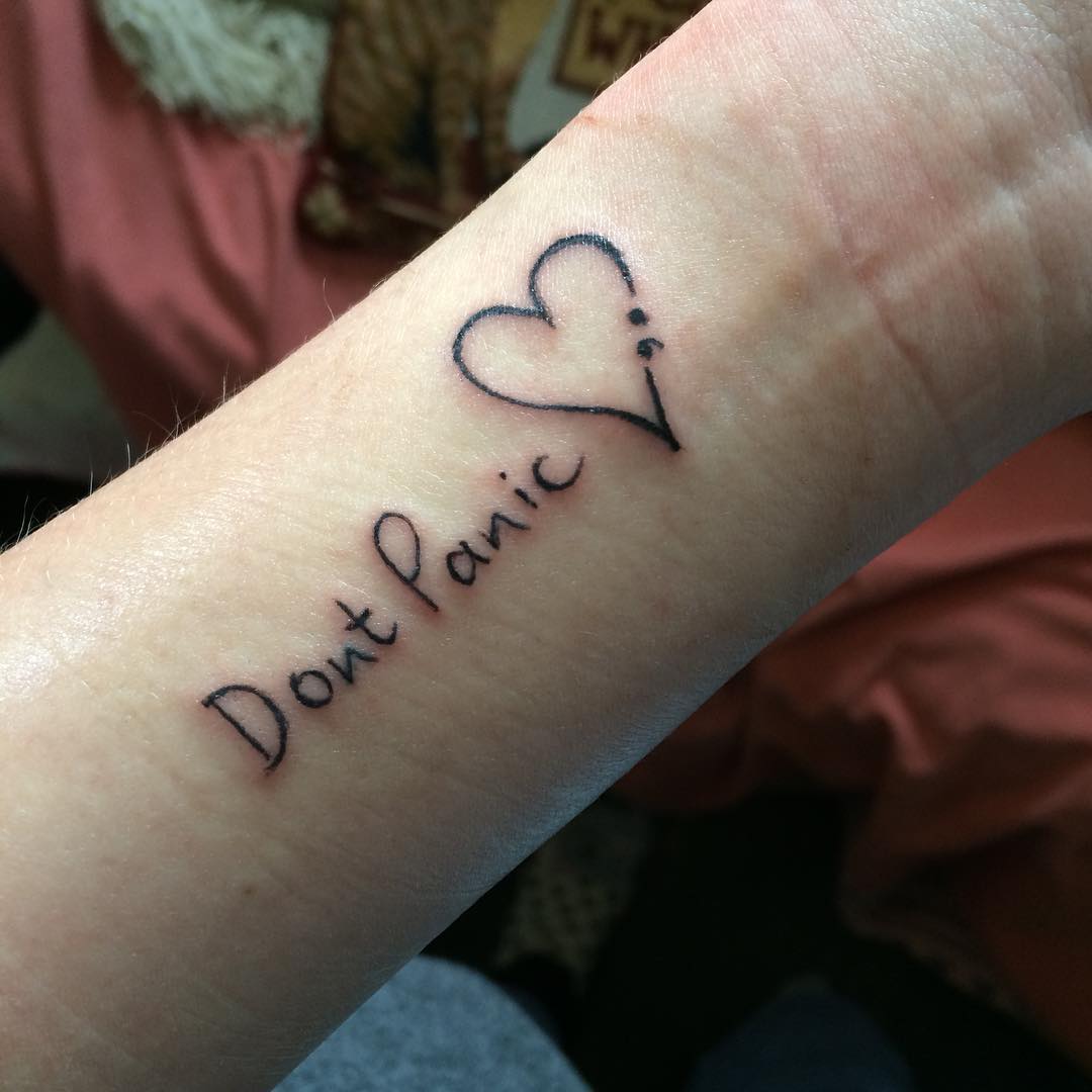 Dont panic heart tattoo with semicolon.
