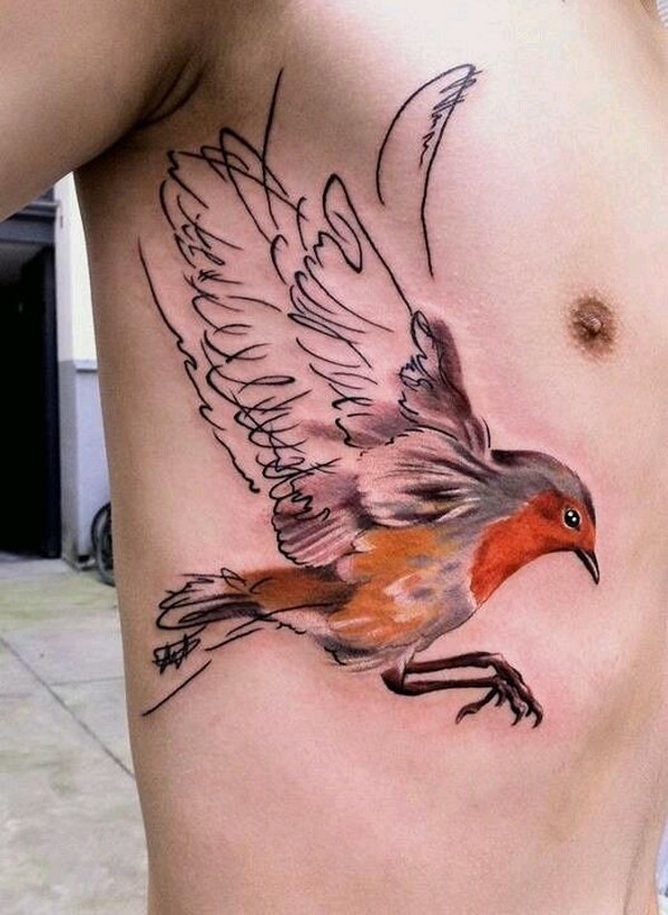 Gorgeous bird inked on rib.