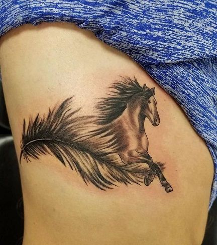 Horse symbolizes strength, for more charm women can add flowers or feather.