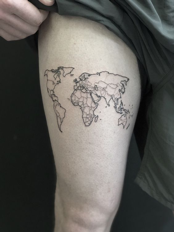 Small world map tattoo design.