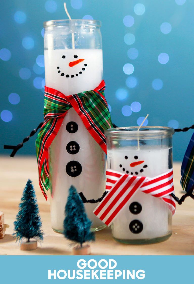 Amazing dollar store snowman candles.