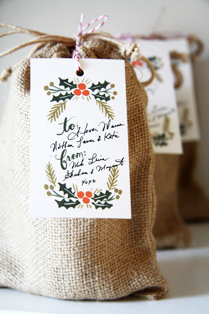 Awesome burlap wrap for gift.