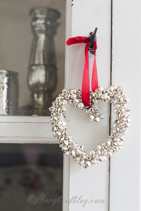 Beautiful jingle bells heart Christmas ornament.