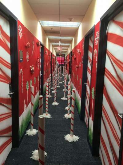 Best candy cane theme corridor decoration.