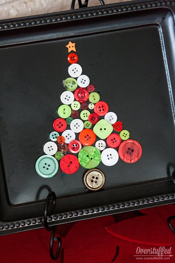 Button tree with dollar store tray.