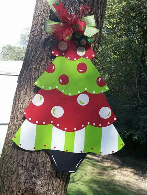 Cardboard Grinch Christmas tree.
