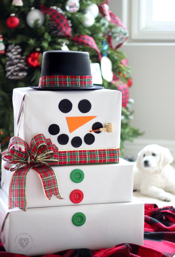 Cardboard snowman gift box for kids.