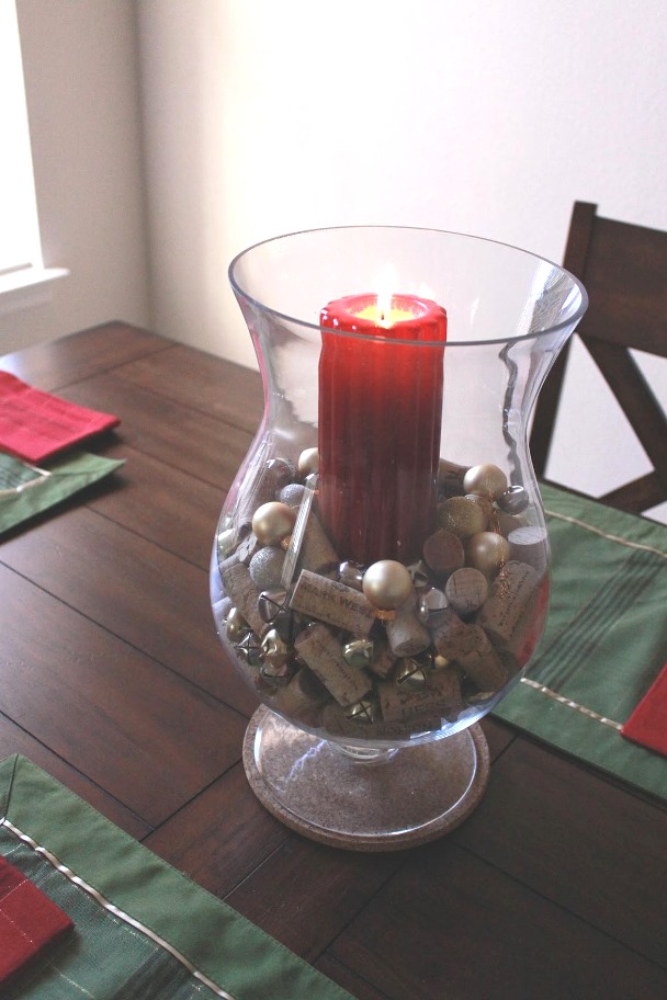 Chargeable cork & jingle bell centerpiece.