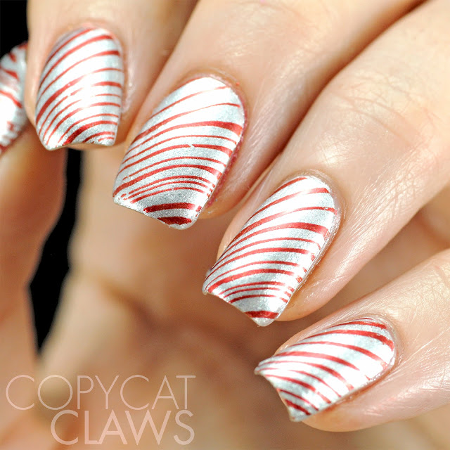 Cool peppermint nails.